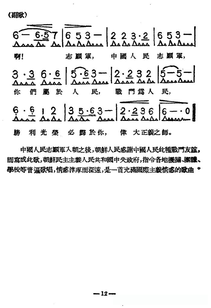 中國人民志愿軍歌曲簡譜，歷史旋律的永恒回響，中國人民志愿軍歌曲簡譜，歷史旋律的永恒回響與回響